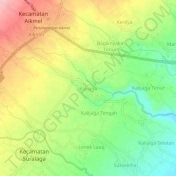 Carte topographique Kalijaga, altitude, relief