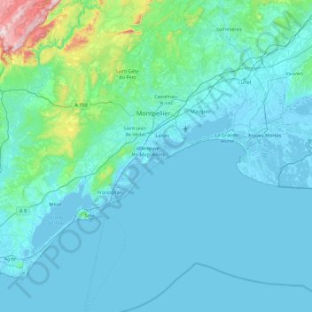 Carte topographique L'Esclavon, altitude, relief