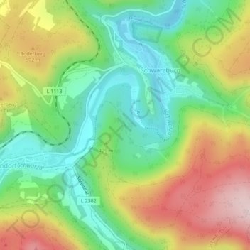 Carte topographique Tanzbuche, altitude, relief