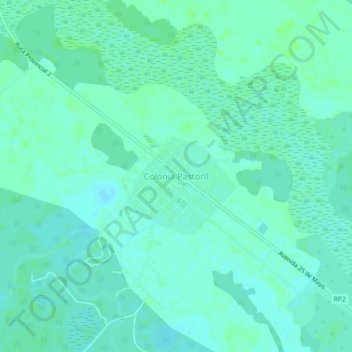 Carte topographique Colonia Pastoril, altitude, relief