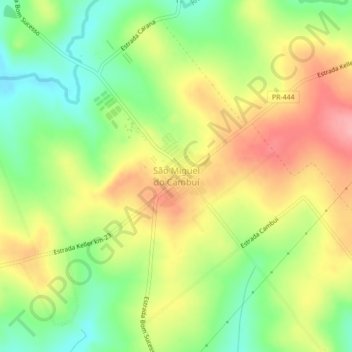 Carte topographique São Miguel do Cambuí, altitude, relief