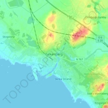Carte topographique Falkenberg, altitude, relief