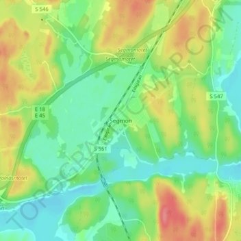 Carte topographique Segmon, altitude, relief