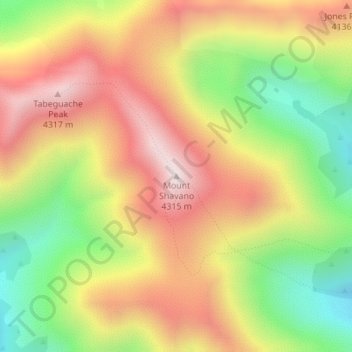 Carte topographique Mount Shavano, altitude, relief