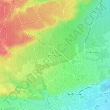 Carte topographique Mas de la Garrigue, altitude, relief
