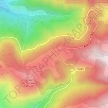Carte topographique Col du Chioula, altitude, relief