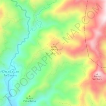 Carte topographique Sangkaropi, altitude, relief