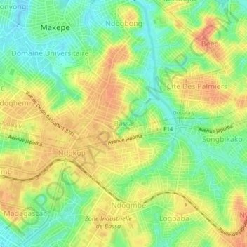 Carte topographique Bassa, altitude, relief