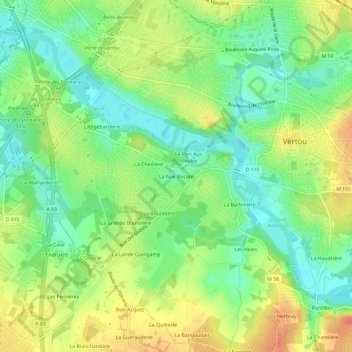 Carte topographique La Noë Rocard, altitude, relief