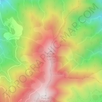 Carte topographique Piló de Belmaig, altitude, relief
