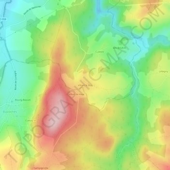 Carte topographique Villars le Bas, altitude, relief