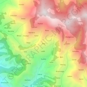 Carte topographique Tosa, altitude, relief