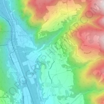 Carte topographique Tomils, altitude, relief