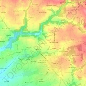 Carte topographique Loganou, altitude, relief