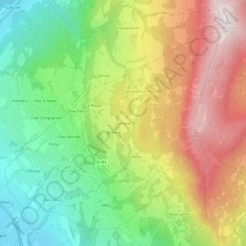 Carte topographique Lachaud, altitude, relief