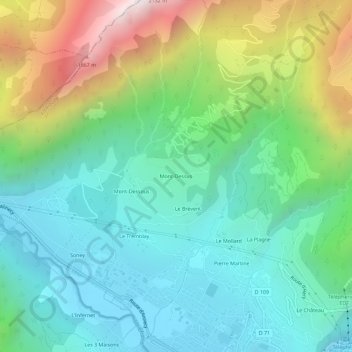 Carte topographique Mont-Dessus, altitude, relief