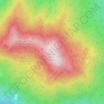 Carte topographique Monte Pelpi, altitude, relief