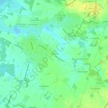 Carte topographique Le Chêne, altitude, relief