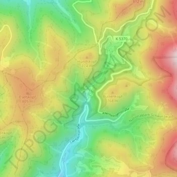 Carte topographique Allerheiligen-Wasserfälle, altitude, relief