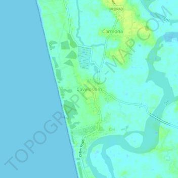 Carte topographique Cavelossim, altitude, relief