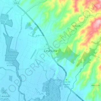 Carte topographique Cara Sucia, altitude, relief