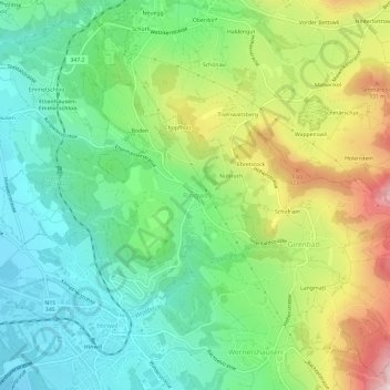 Carte topographique Ringwil, altitude, relief