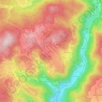 Carte topographique Urberg, altitude, relief