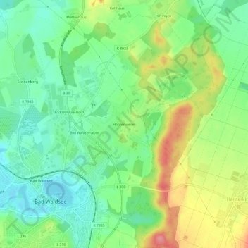 Carte topographique Hopfenweiler, altitude, relief