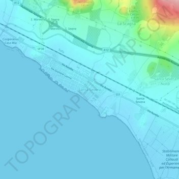 Carte topographique Santa Severa, altitude, relief