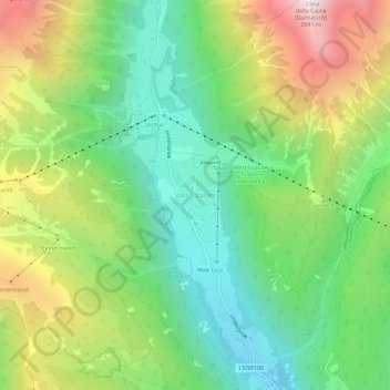 Carte topographique Vals - Valles, altitude, relief