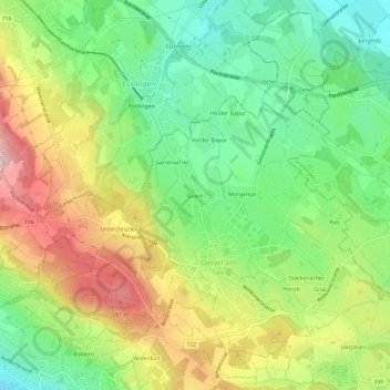 Carte topographique Gusch, altitude, relief