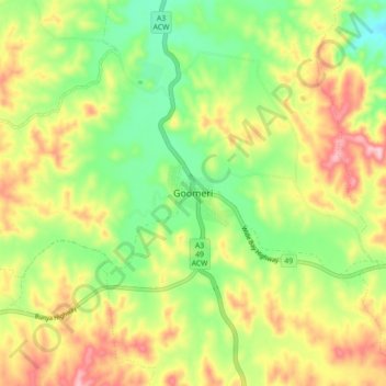 Carte topographique Goomeri, altitude, relief