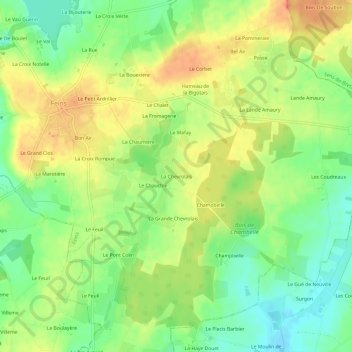 Carte topographique La Chevrolais, altitude, relief