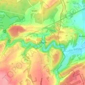 Carte topographique Lompret, altitude, relief