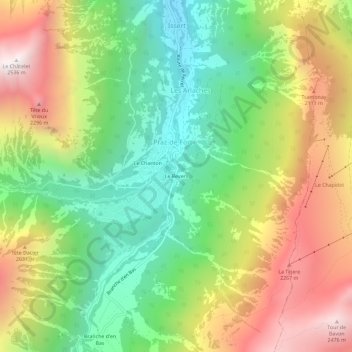 Carte topographique Le Revers, altitude, relief