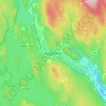 Carte topographique Kopparberg, altitude, relief