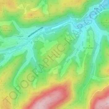 Carte topographique Brenscheid, altitude, relief