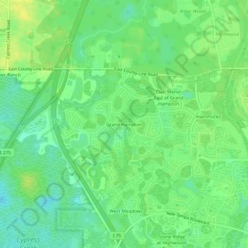 Carte topographique Grand Hampton, altitude, relief