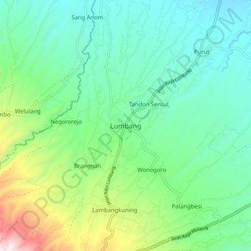 Carte topographique Lumbang, altitude, relief