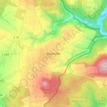 Carte topographique Manrode, altitude, relief