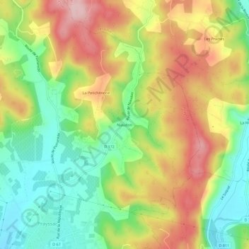 Carte topographique Niaudon, altitude, relief