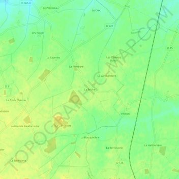 Carte topographique La Briche, altitude, relief