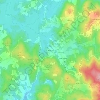 Carte topographique Chabannes, altitude, relief