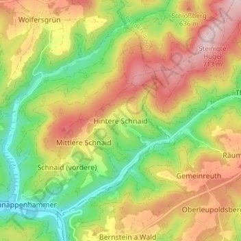 Carte topographique Hintere Schnaid, altitude, relief