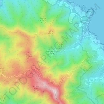 Carte topographique la Vall de Santa Creu, altitude, relief