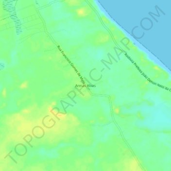 Carte topographique Areias Alvas, altitude, relief