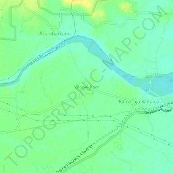 Carte topographique Vilapakkam, altitude, relief