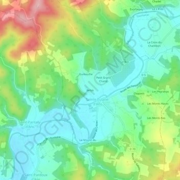 Carte topographique Belsis, altitude, relief