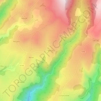 Carte topographique Moncan, altitude, relief