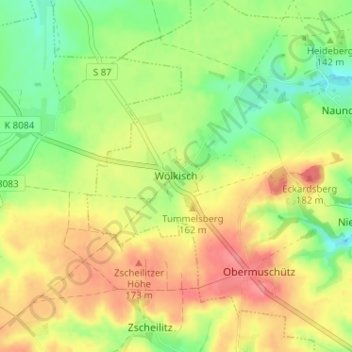 Carte topographique Wölkisch, altitude, relief